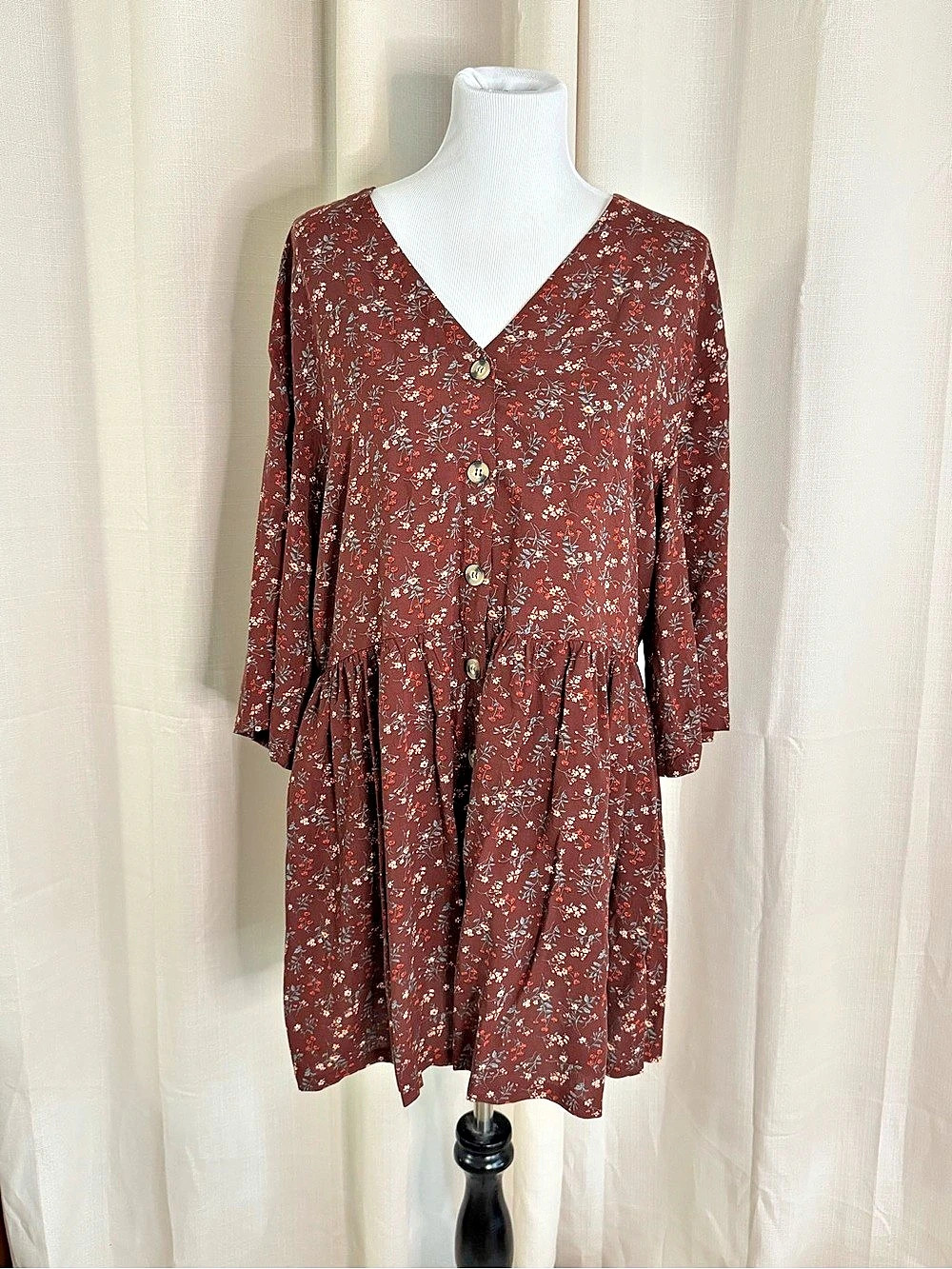 Soul Cake Floral Mini Dress Brown Size XL